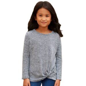 wonder nation Long Sleeve Tee Shirt Knotted Front Stretch Heather Grey Small 6